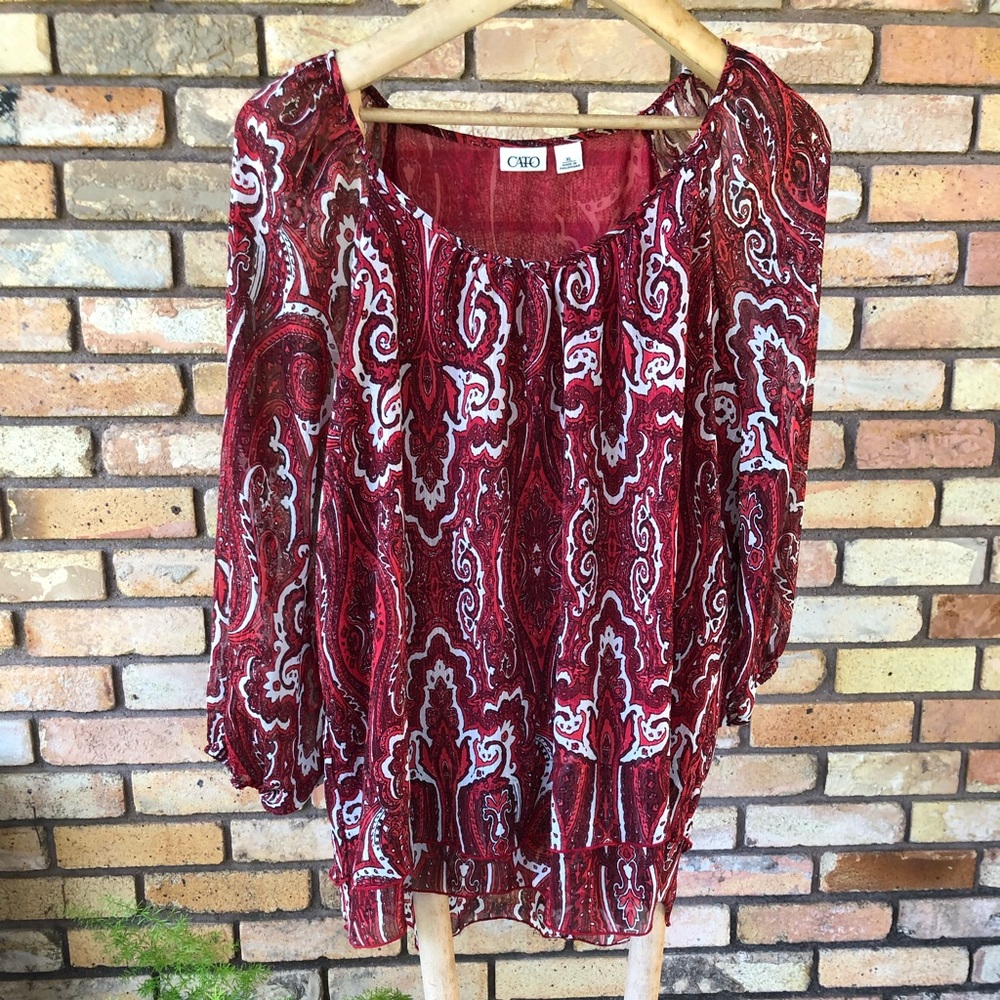Cato XL Blouse Red Black and White.